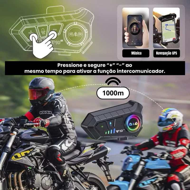 Fone de Ouvido para Capacete - Chamadas Mãos Livres